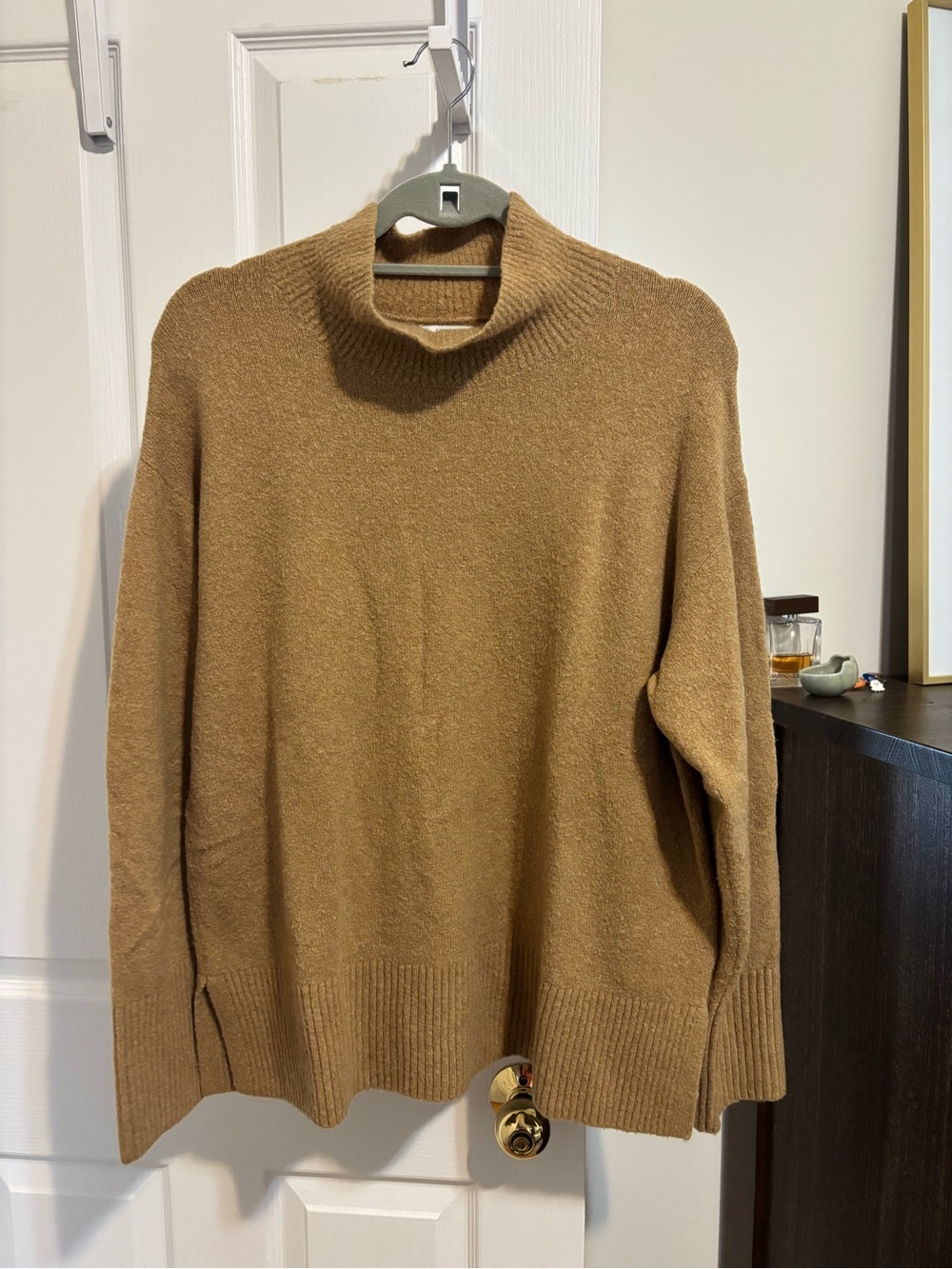 Women's Camel Mock Neck Sweater